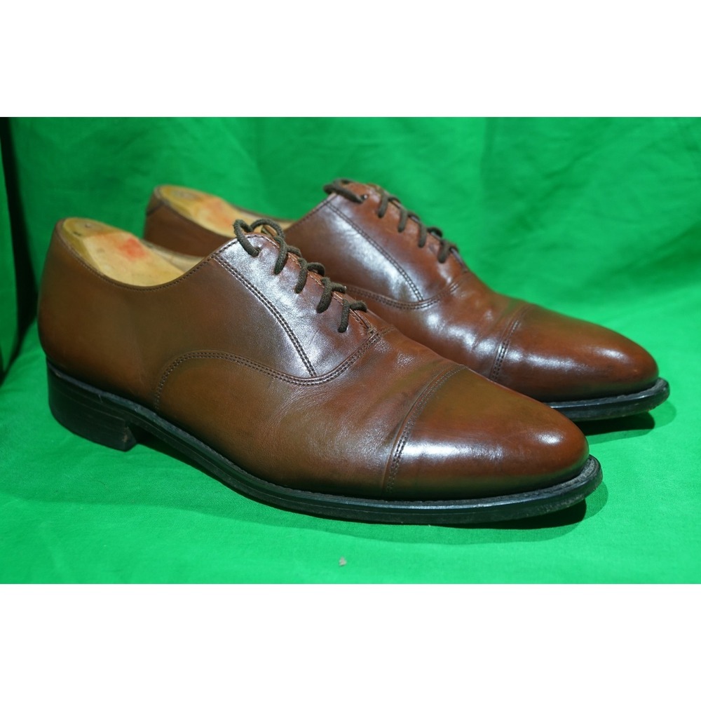 Sanders Brown Leather Cap Toe Oxford Dress Shoes Mens US 11.5 Made in England